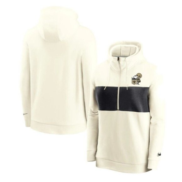 Nike Womens Size Small New Orleans Saints Historic Half Zip Hoodie Cream Black - Picture 7 of 8